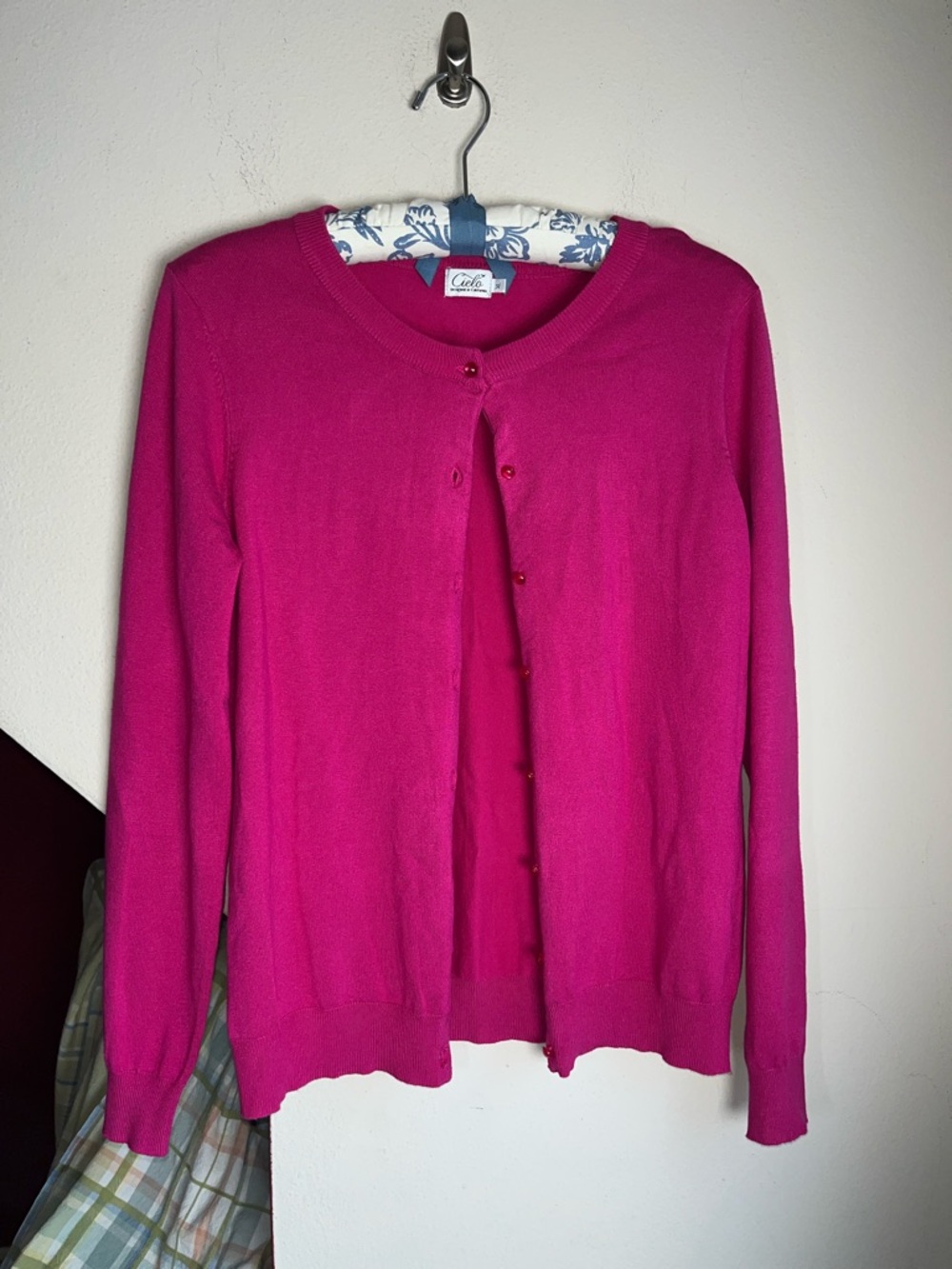 Cielo Hot Pink Button-Front Crewneck Cardigan XL‎